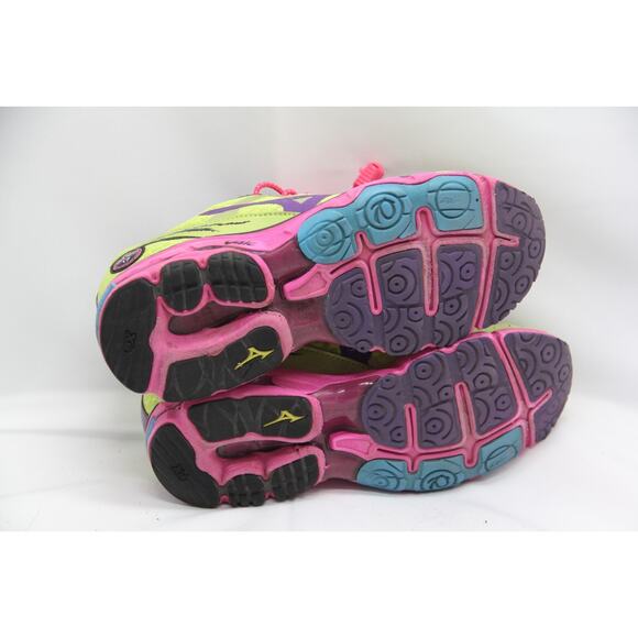 Mizuno Wave Rider 17 Running Shoes Womens Sz 6 Green Purple Pink Mesh - Picture 6 of 7